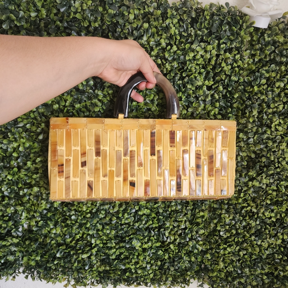 Vintage Celluloid Bag. Zippered pocket